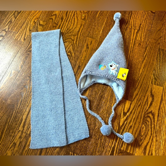 Baby Knit Wool Blend Fleece Lined Winter Hat & Scarf Set - Picture 1 of 5